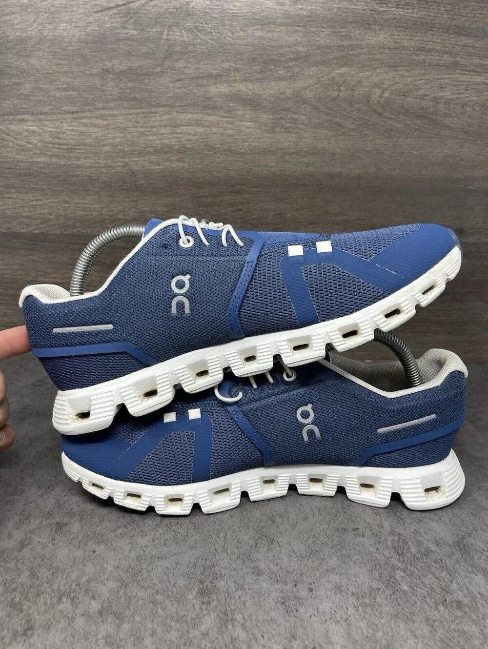 On Cloud 5 Blue White Womens Size 9.5 Running Walking Athletic Shoes Sneakers